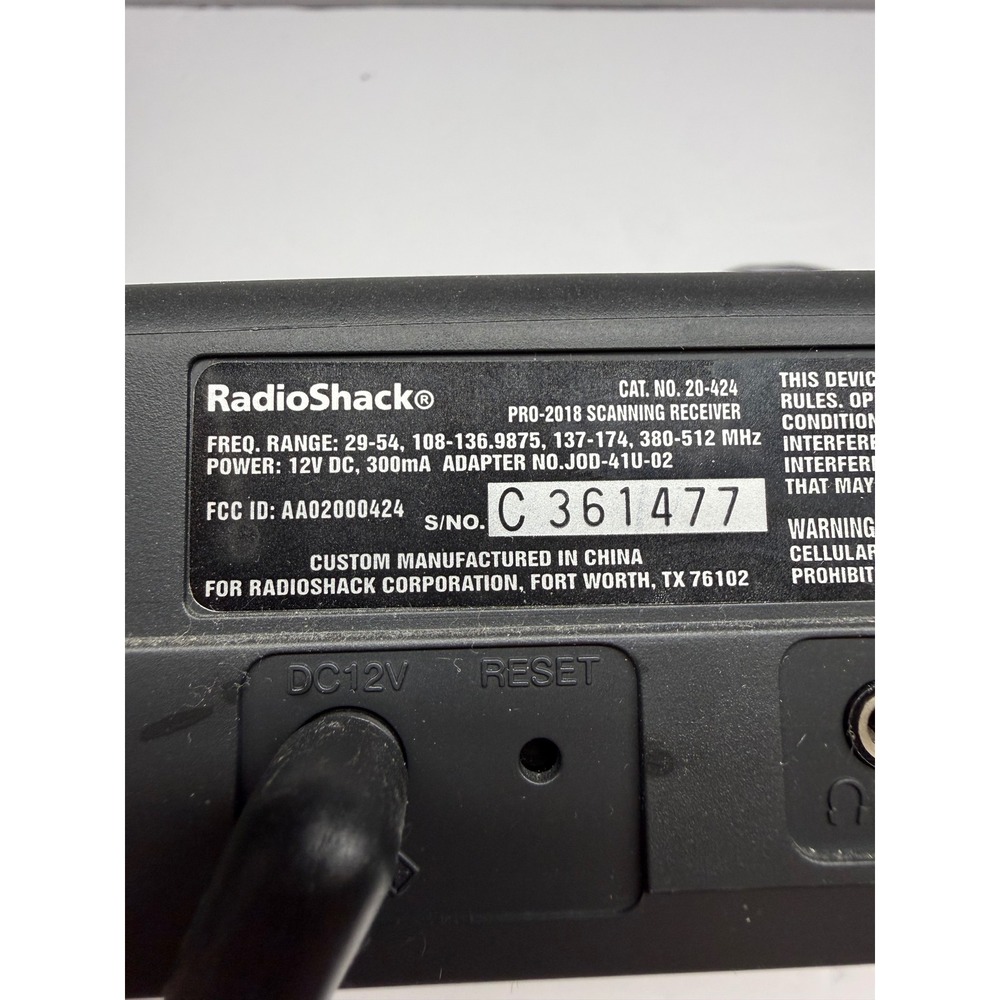 RadioShack PRO-2018 200 Channel Desktop Scanner Weather Alert Radio 20-424 - Picture 9 of 10